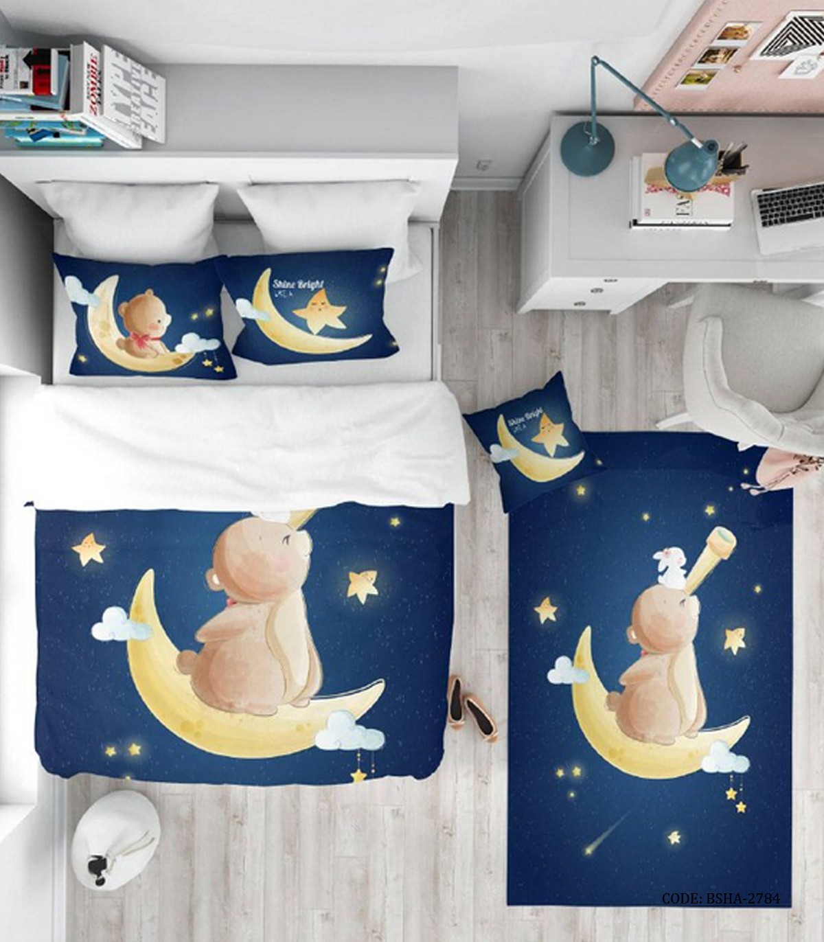 روتختی کودک پسرانه 4 تکه طرح خرس مدل Night