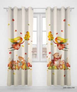 پرده پانچی دو تکه اتاق کودک دخترانه و پسرانه طرح حیوانات جنگل مدل Jungle