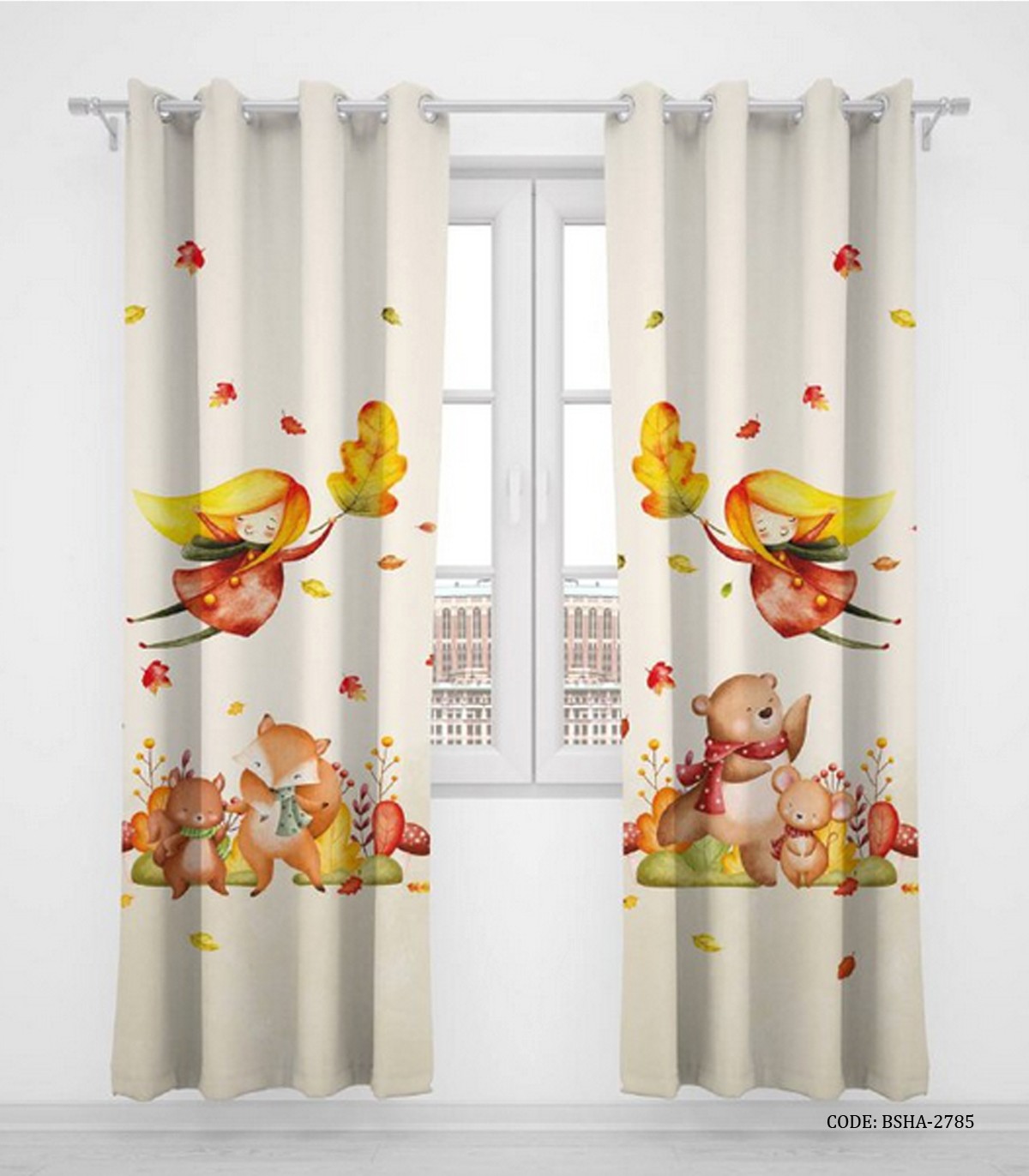 پرده پانچی دو تکه اتاق کودک دخترانه و پسرانه طرح حیوانات جنگل مدل Jungle