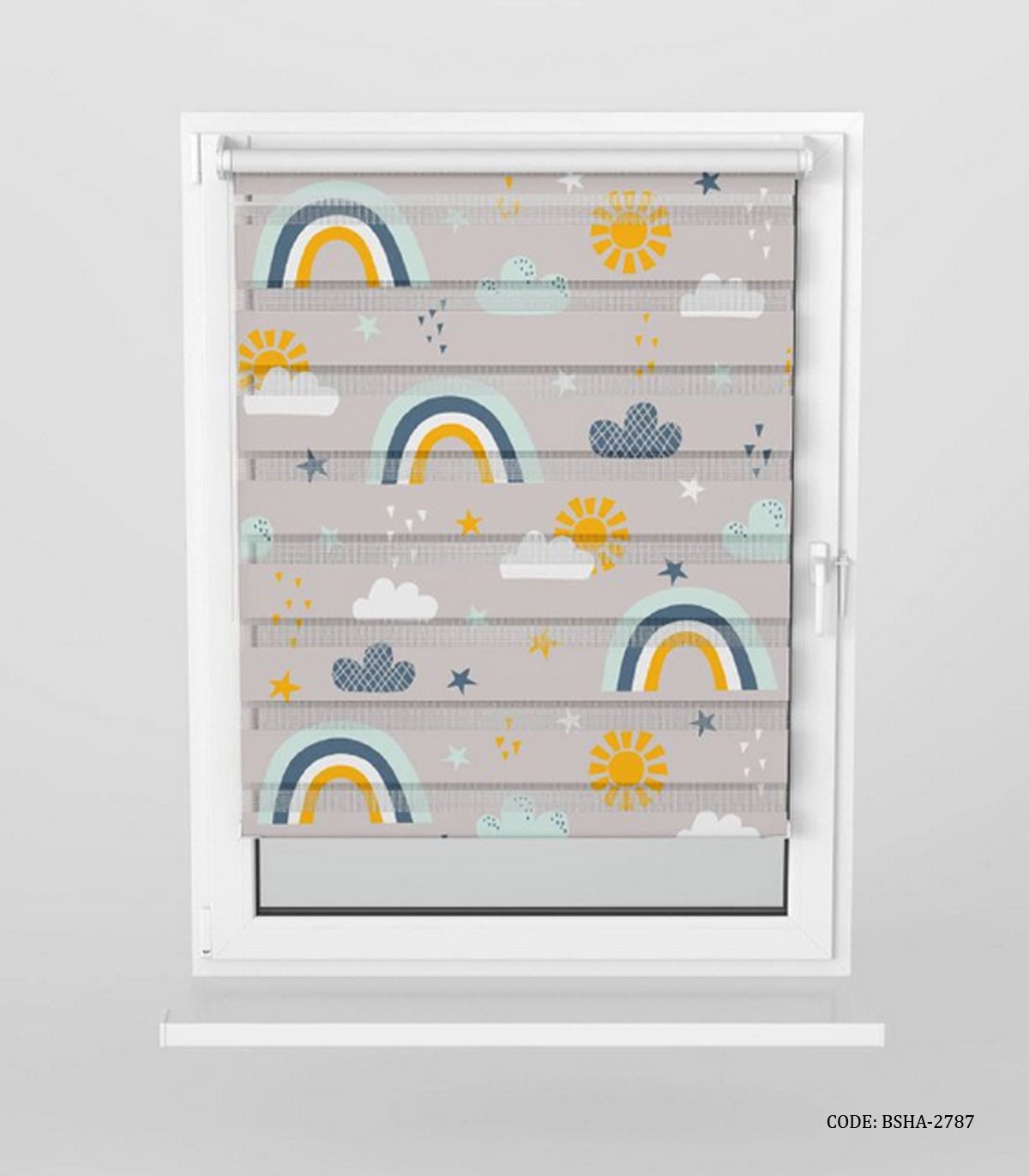 پرده زبرا اتاق کودک پسرانه طرح رنگین کمان مدل Sky