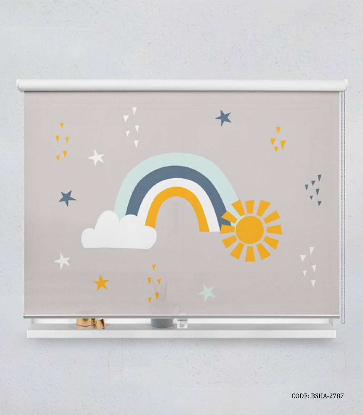 پرده شید اتاق کودک پسرانه طرح رنگین کمان مدل Sky