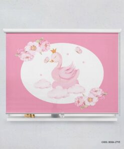 پرده شید اتاق کودک دخترانه طرح قو مدل Lovely Swan