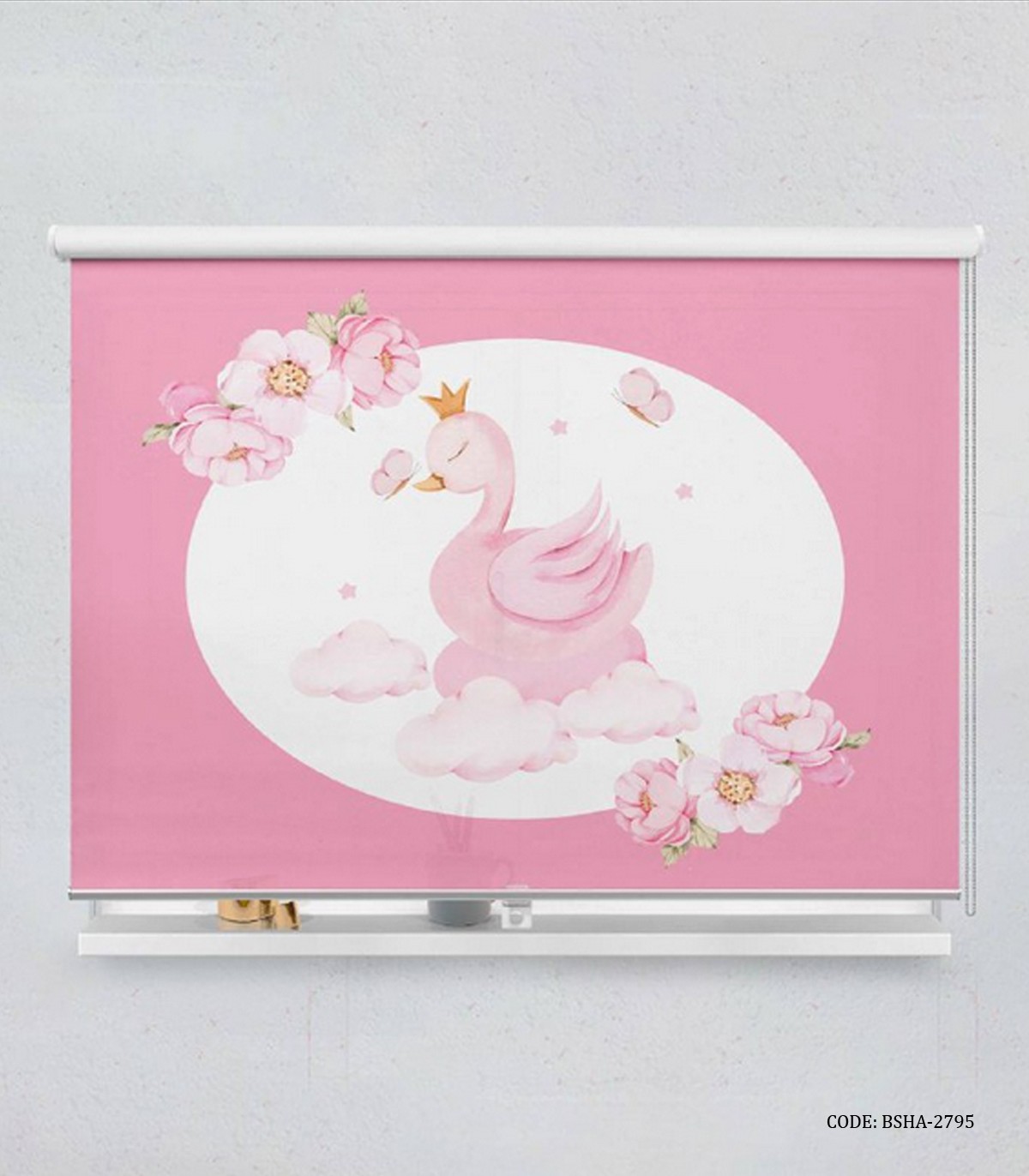 پرده شید اتاق کودک دخترانه طرح قو مدل Lovely Swan
