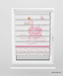 پرده زبرا اتاق کودک دخترانه طرح قو مدل Lovely Swan