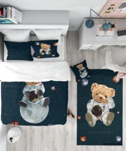 روتختی کودک پسرانه 4 تکه طرح خرس مدل تدی فضانورد