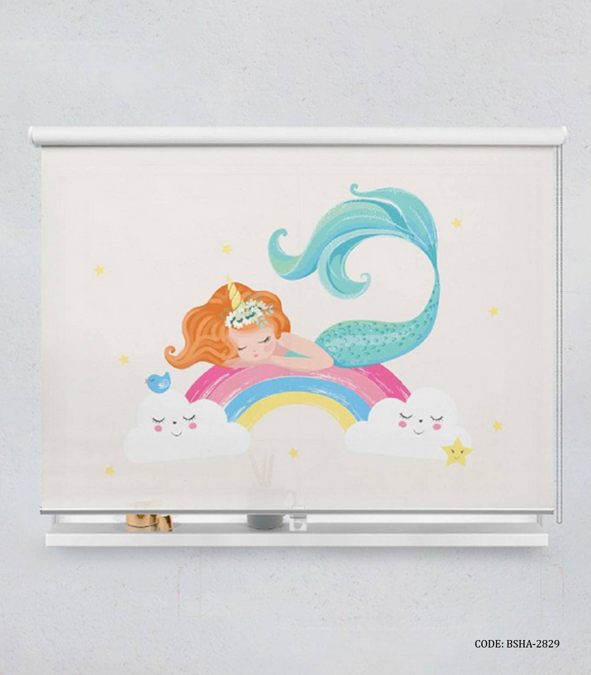 پرده شید اتاق کودک دخترانه طرح پری دریایی مدل Mermaid