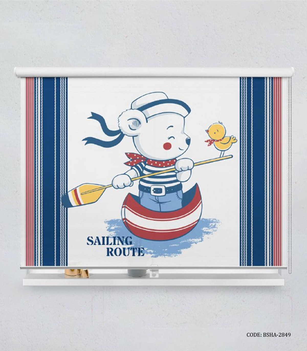 پرده شید اتاق کودک پسرانه طرح دریانوردی مدل Sailing Route