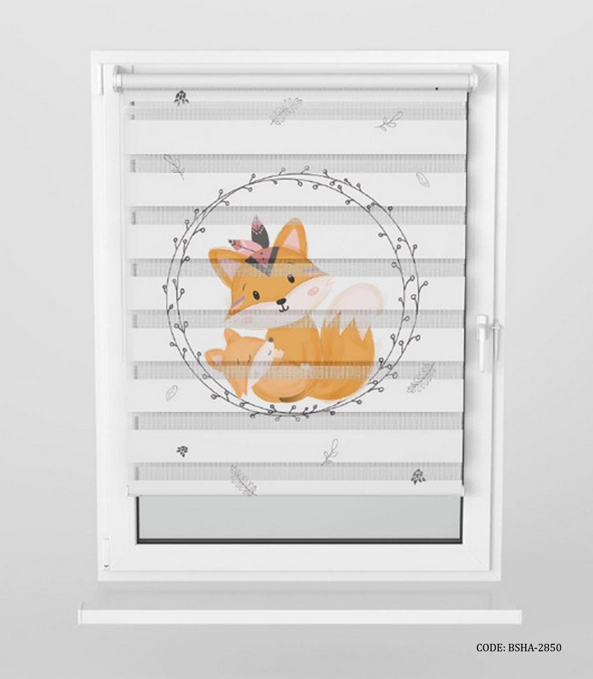 پرده زبرا اتاق کودک دخترانه طرح روباه مدل Cute Fox