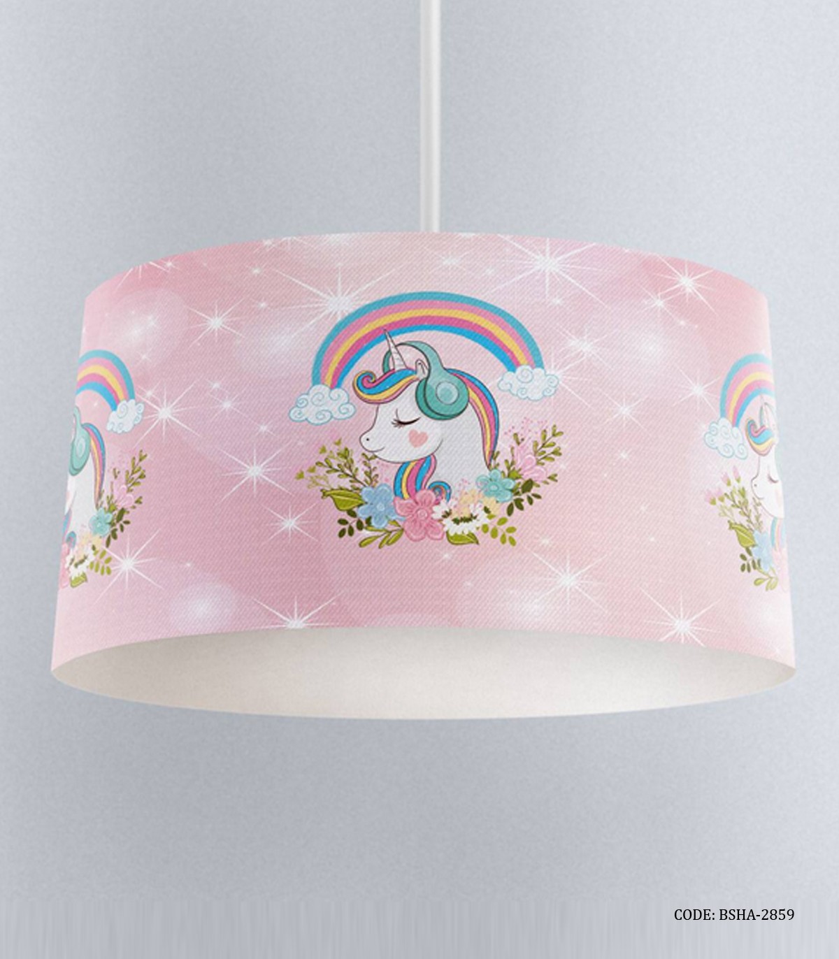 لوستر اتاق کودک دخترانه طرح اسب تک شاخ و رنگین کمان