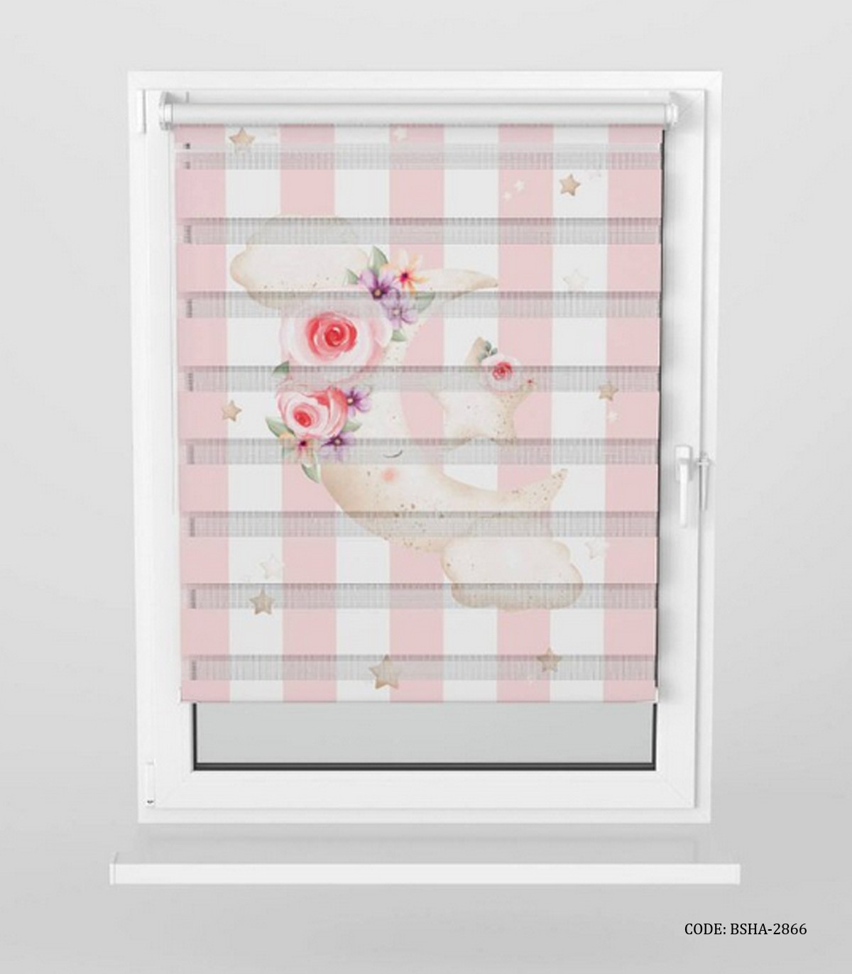 پرده زبرا اتاق کودک دخترانه طرح ماه مدل Bright Moon