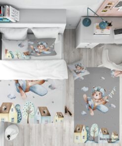 روتختی کودک پسرانه 4 تکه طرح گربه خلبان مدل Pilot Cat