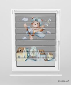 پرده زبرا اتاق کودک پسرانه طرح گربه خلبان مدل Pilot Cat