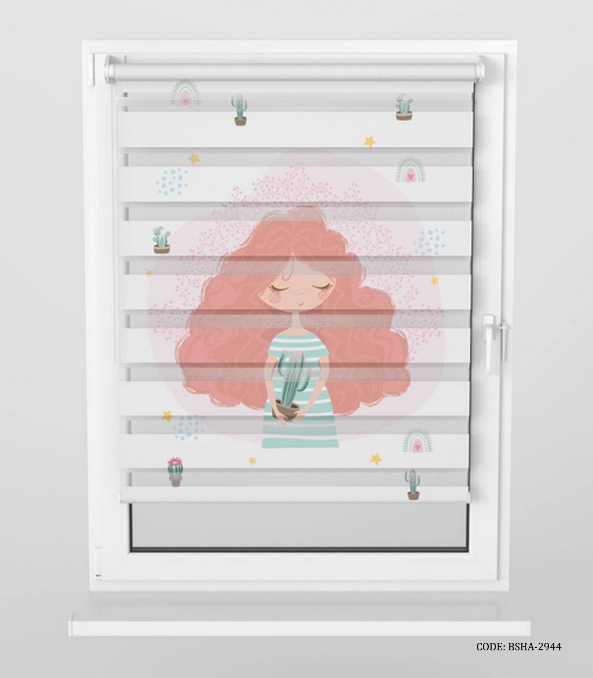 پرده زبرا اتاق کودک دخترانه طرح کاکتوس مدل Gow up
