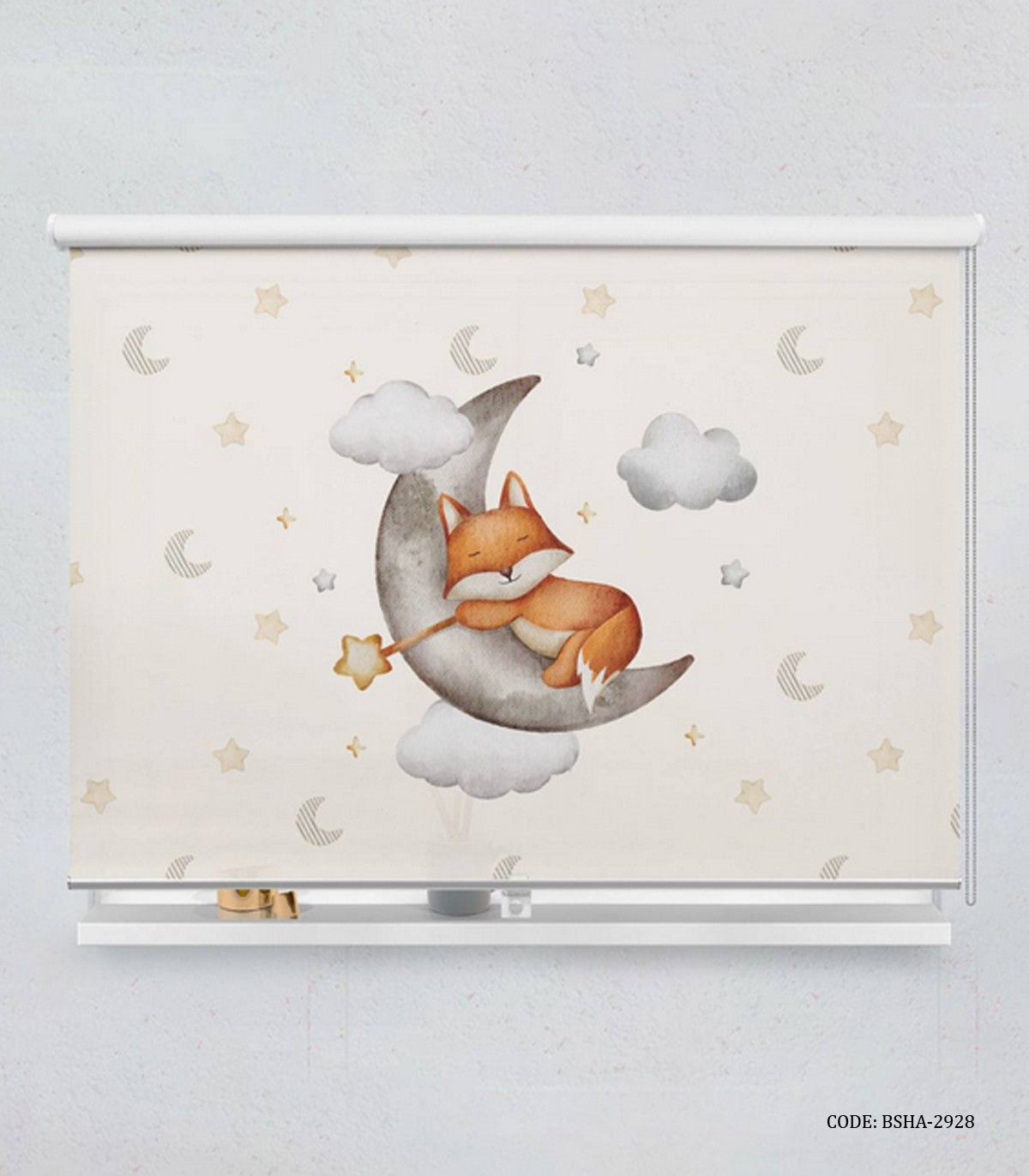 پرده شید اتاق کودک پسرانه طرح روباه مدل Smart Fox