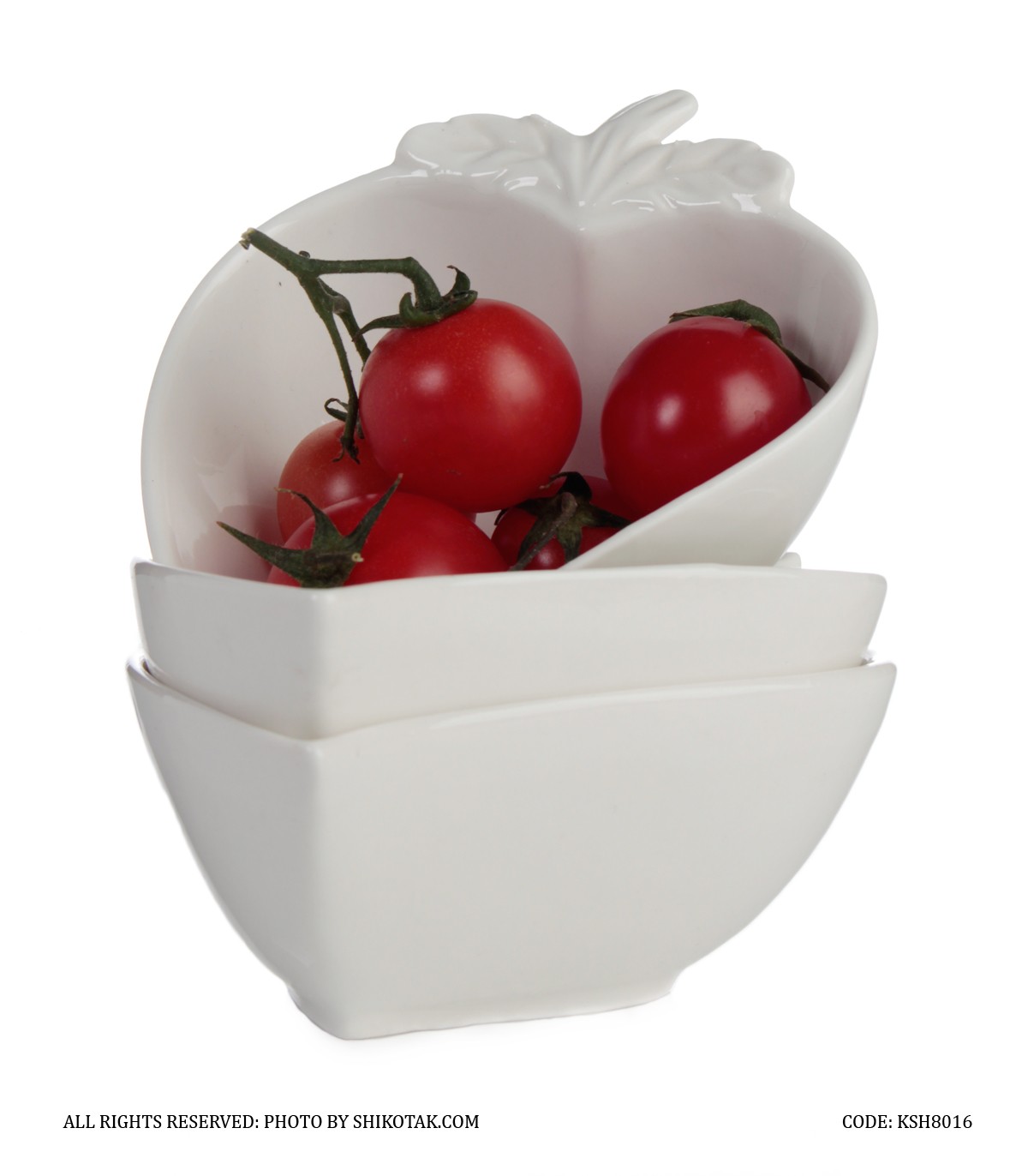 کاسه زیتون خوری سه عددی سرامیکی طرح توت فرنگی