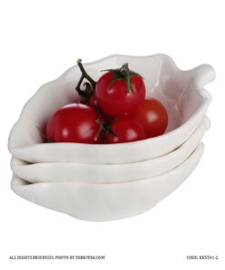 ست کاسه زیتون خوری سرامیکی سه عددی طرح برگ