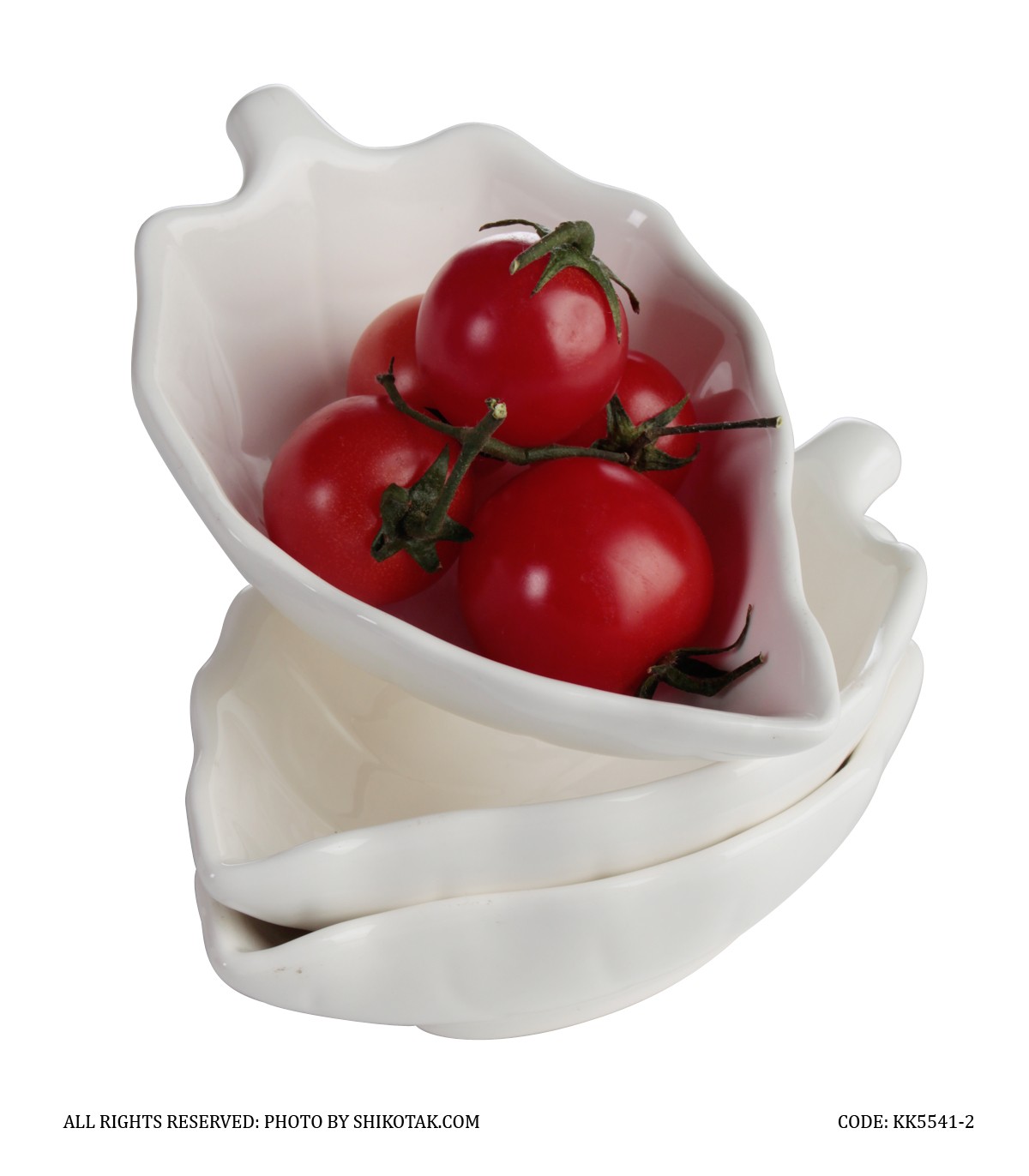 ست کاسه زیتون خوری سرامیکی سه عددی طرح برگ