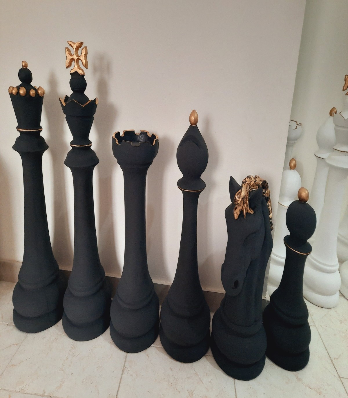 مجسمه مهره شطرنج کنار سالنی مجموعه 6 عددی