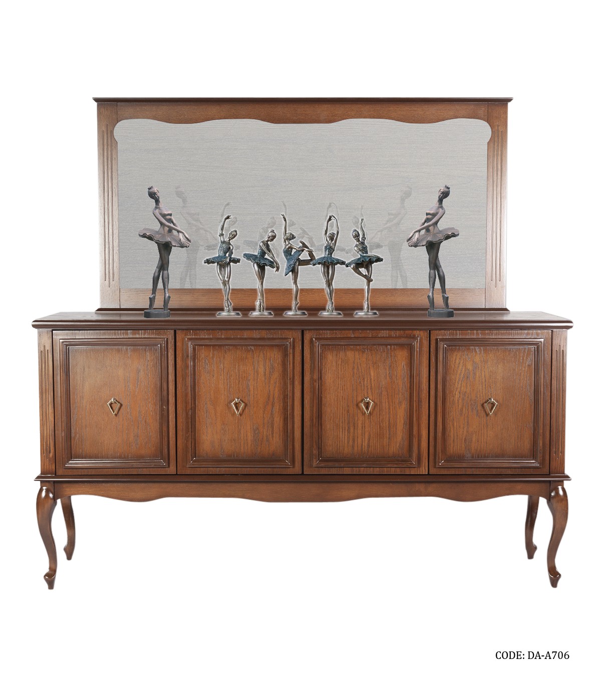 آینه کنسول چهار درب چوبی مدل 706