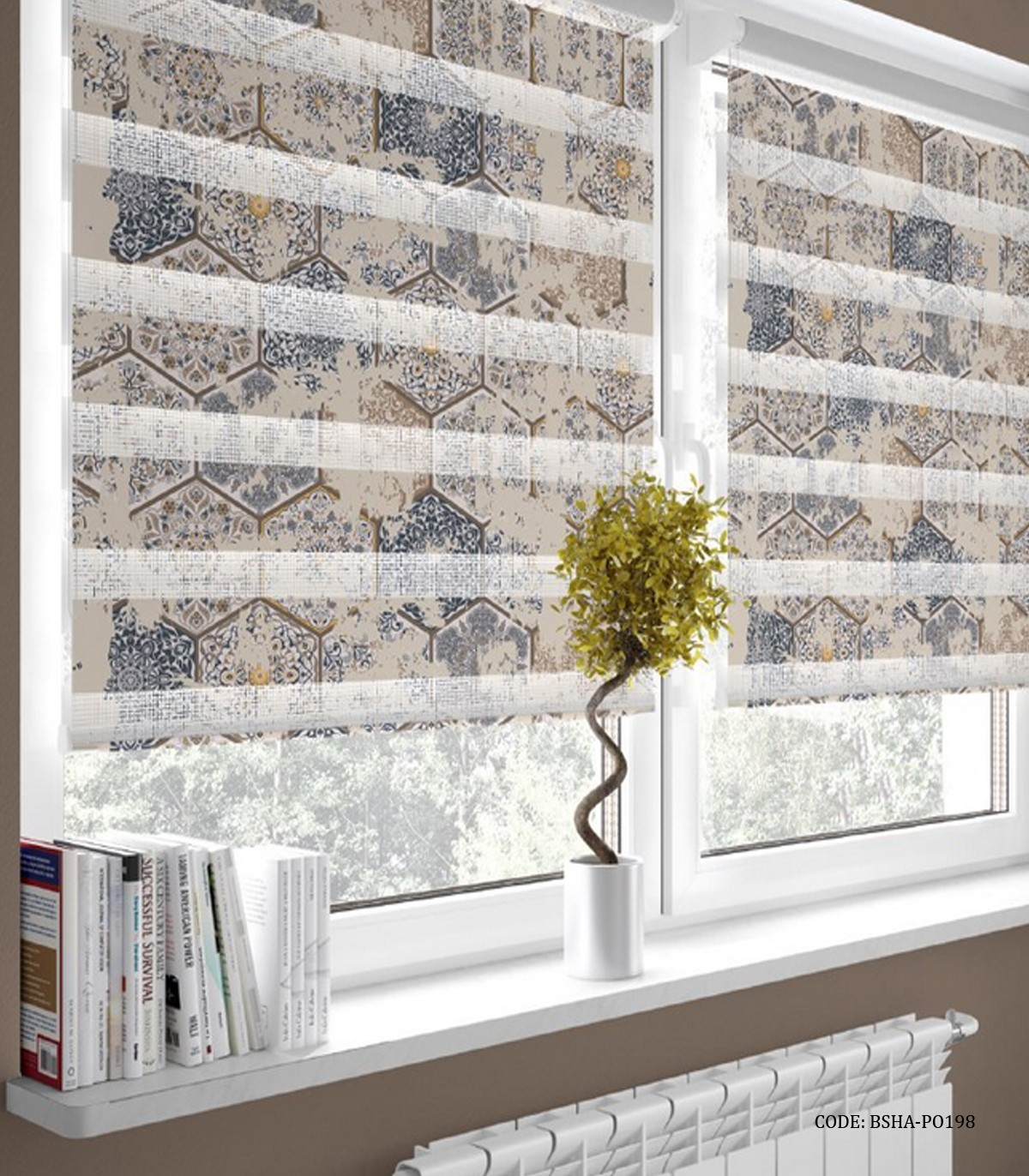 پرده زبرا آشپزخانه و اتاق خواب طرح پتینه مدل PO198