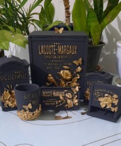 ست سرویس بهداشتی پلی استر طرح گل و پرنده