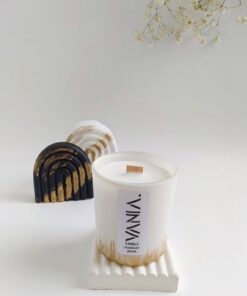 شمع شات سفید طلایی مدل Cotton