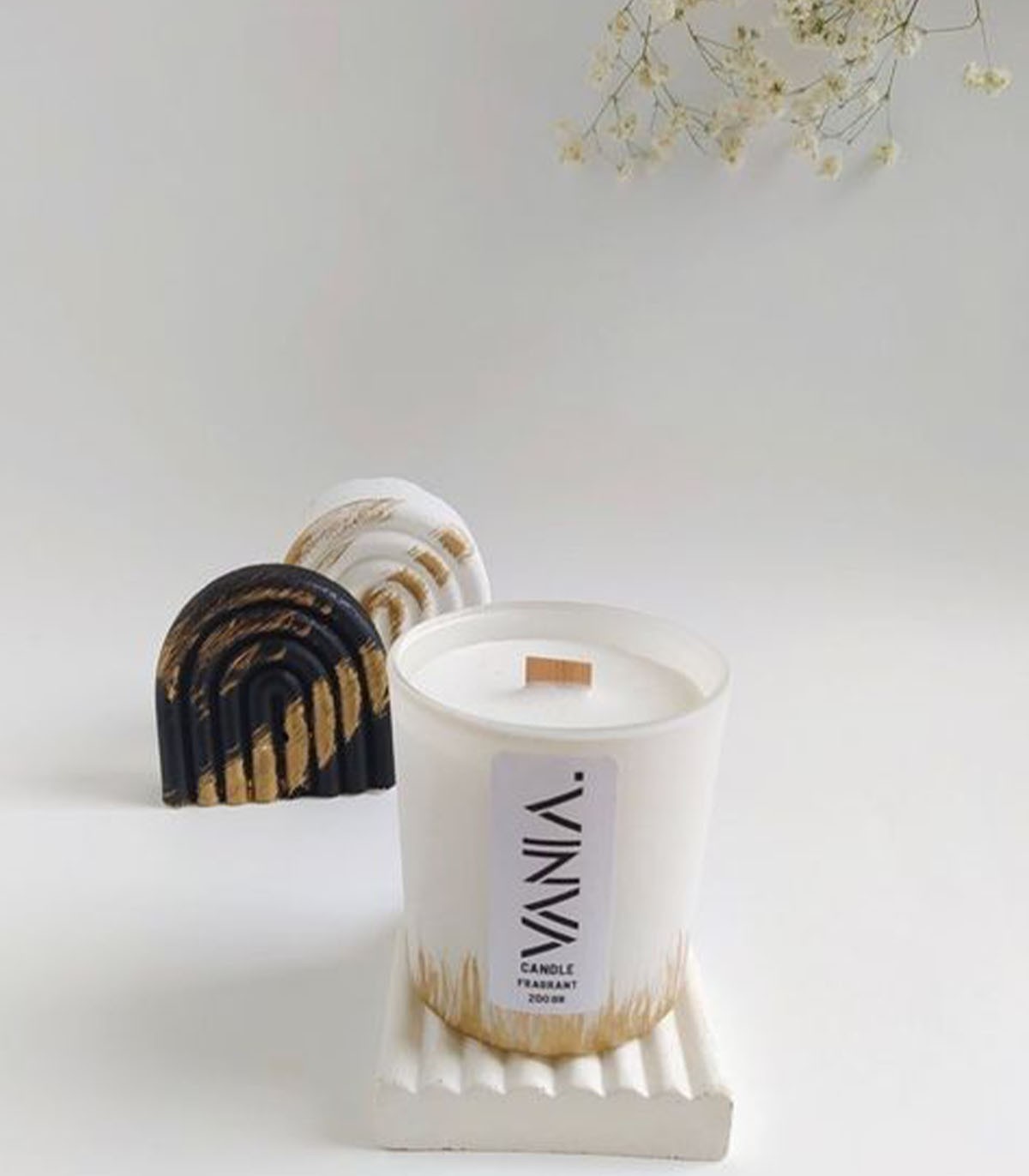 شمع شات سفید طلایی مدل Cotton