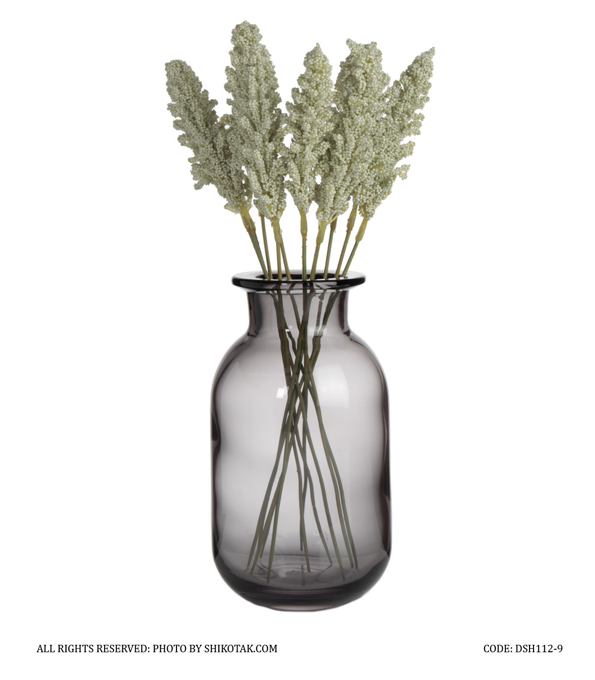 گلدان شیشه ای ساده مشکی دودی مدل مهتاب