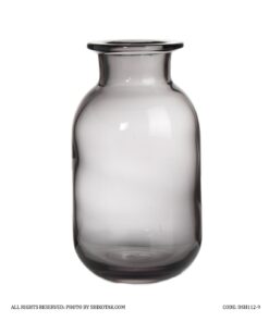 گلدان شیشه ای ساده مشکی دودی مدل مهتاب