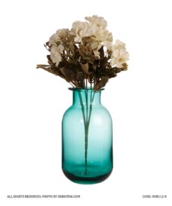 گلدان شیشه ای رومیزی آبی فیروزه ای مدل مینا