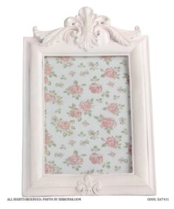 قاب عکس پلی رزین تاج دار سفید صورتی شاینی