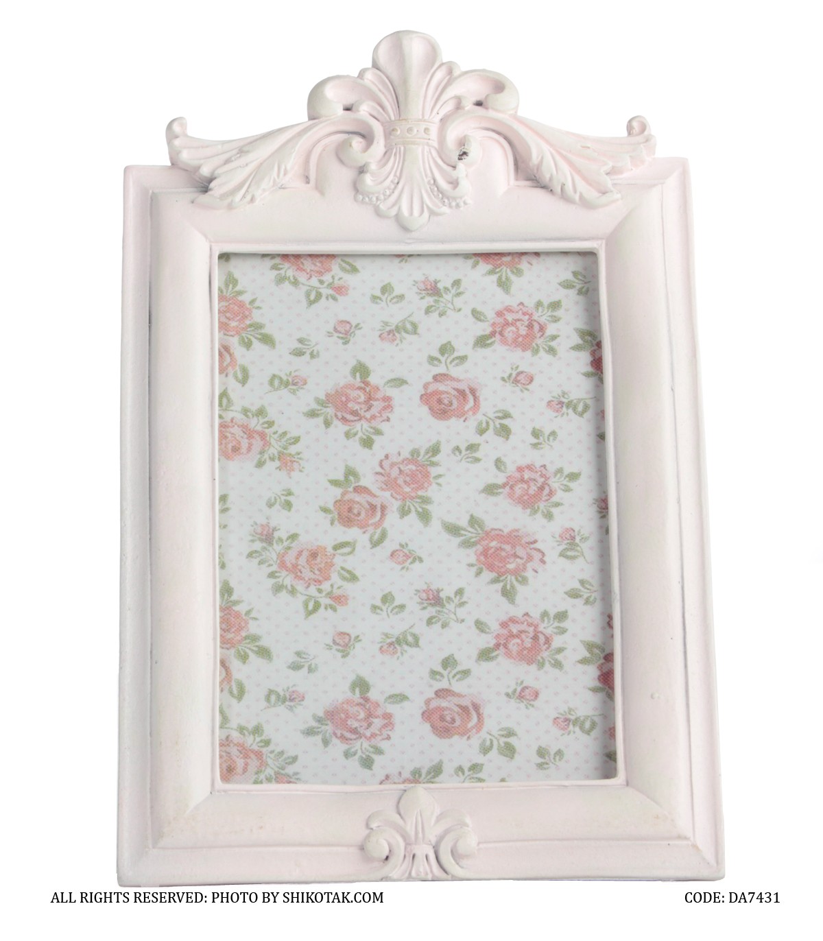 قاب عکس پلی رزین تاج دار سفید صورتی شاینی