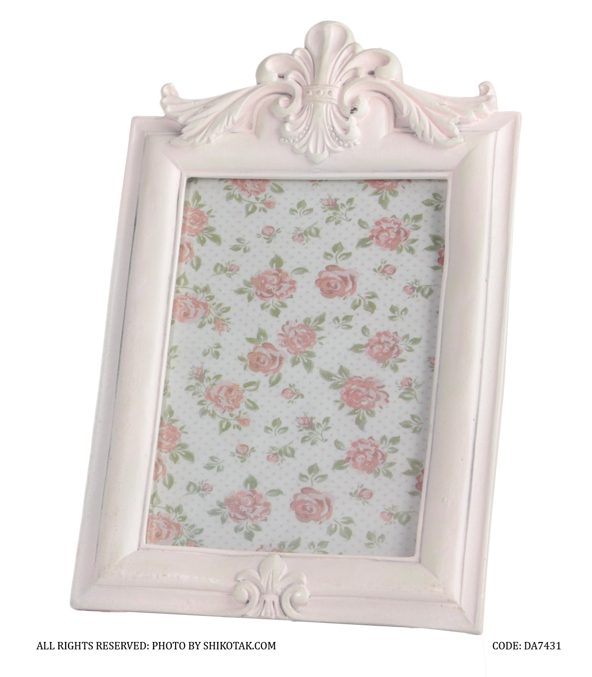 قاب عکس پلی رزین تاج دار سفید صورتی شاینی