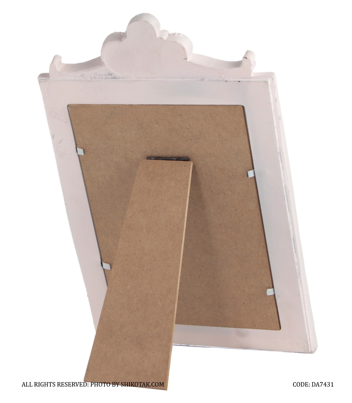 قاب عکس پلی رزین تاج دار سفید صورتی شاینی