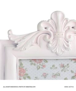 قاب عکس پلی رزین تاج دار سفید صورتی شاینی