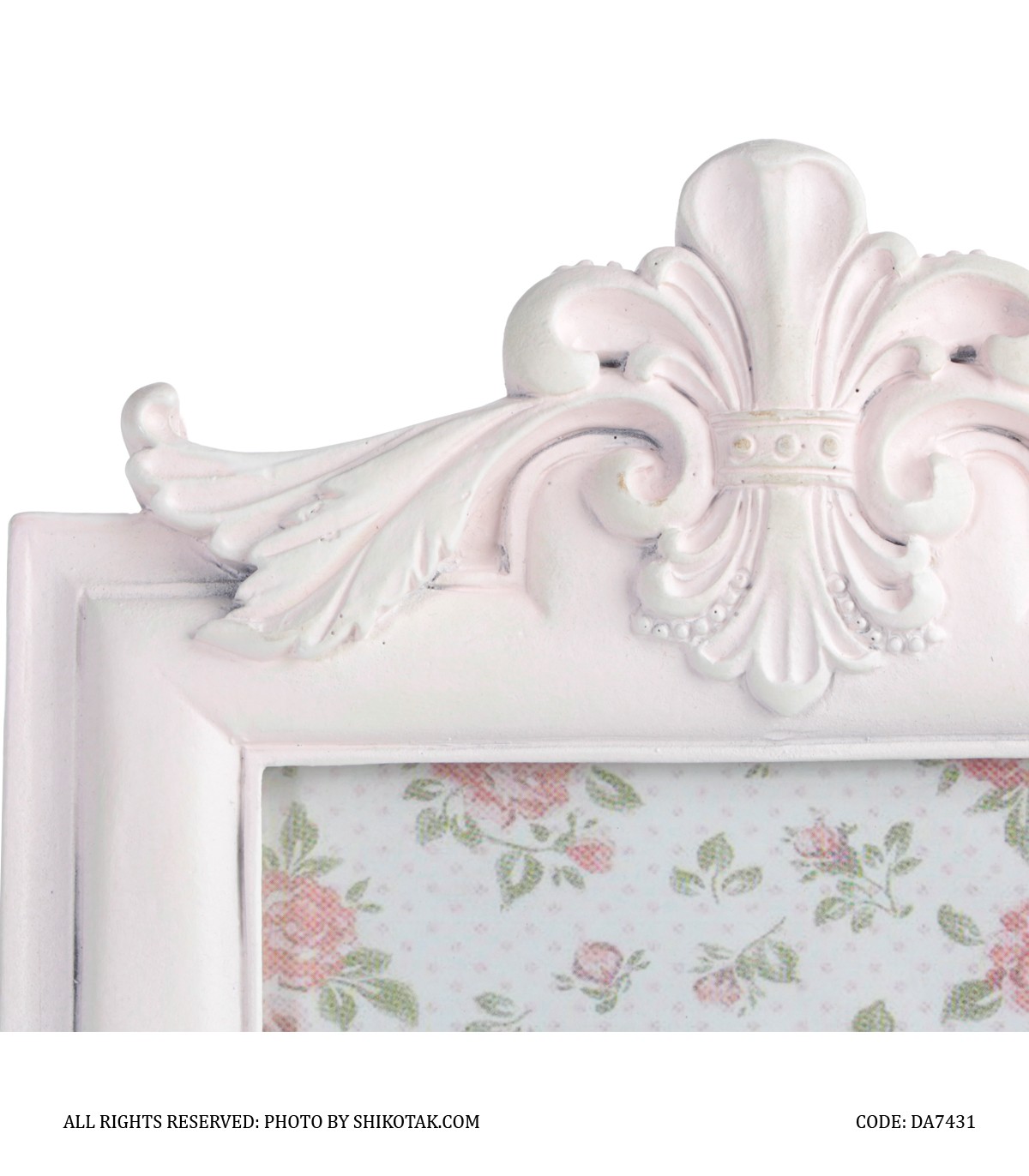 قاب عکس پلی رزین تاج دار سفید صورتی شاینی