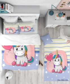 روتختی دخترانه 4 تکه طرح اسب تک شاخ مدل Purple Unicorn