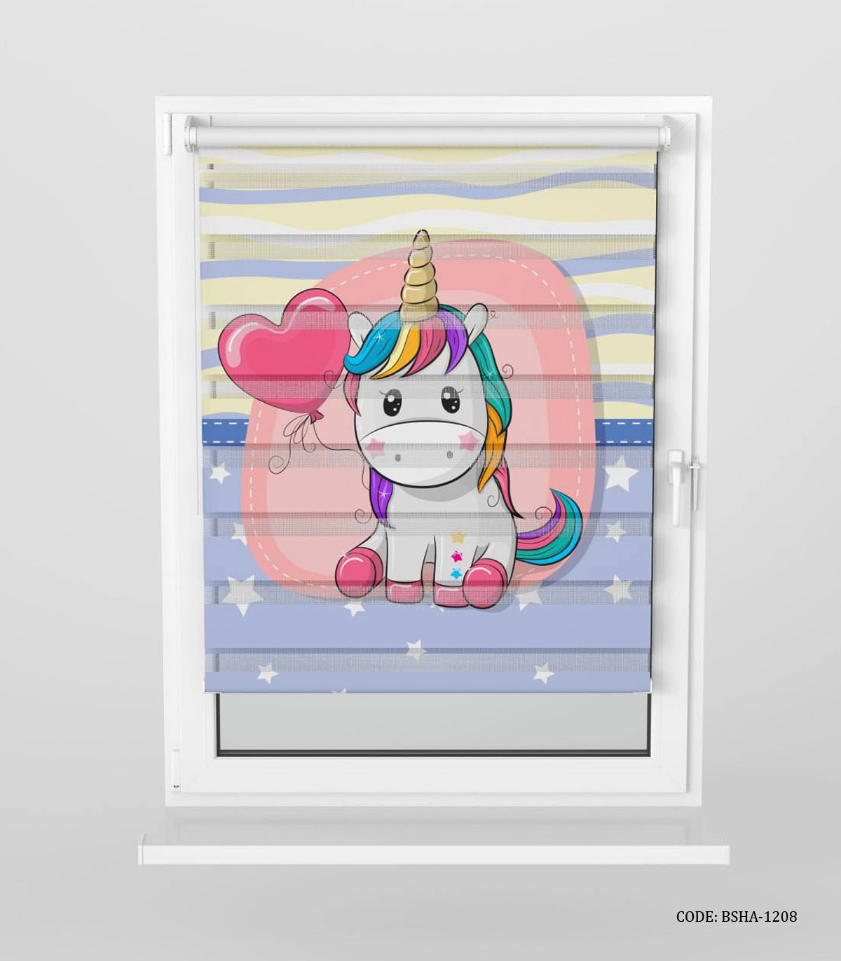 پرده زبرا اتاق کودک دخترانه طرح اسب تک شاخ مدل Purple Unicorn