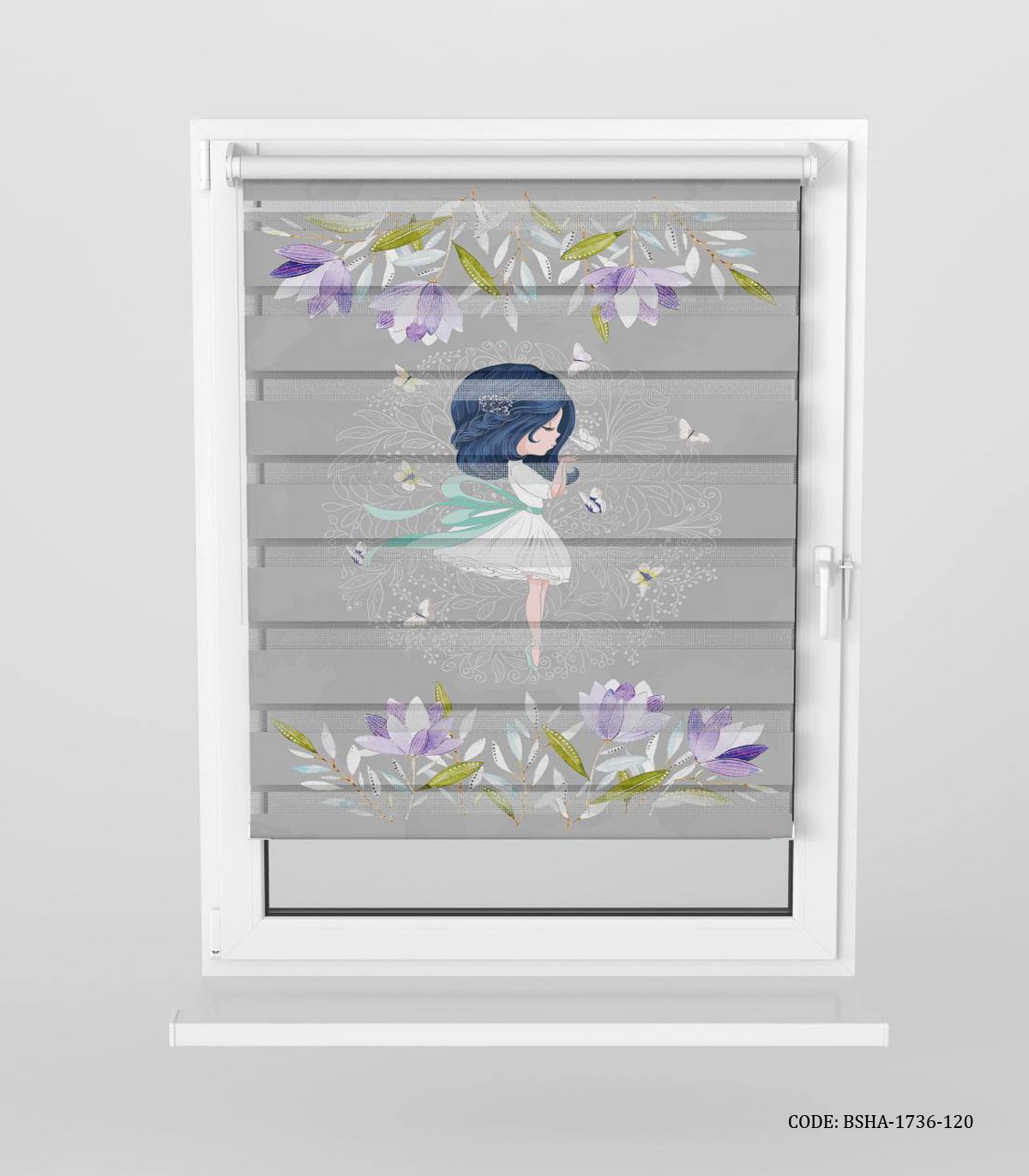 پرده زبرا خاکستری اتاق دخترانه طرح دختر مدل Pretty Girl