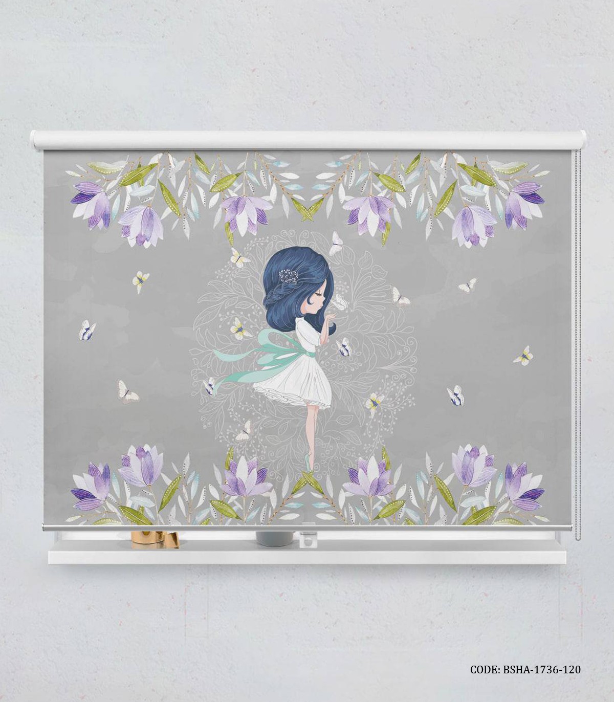 پرده شید خاکستری  اتاق دخترانه طرح دختر مدل Pretty Girl