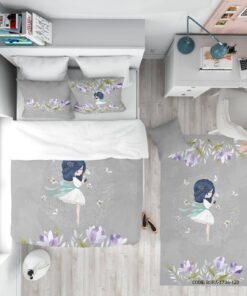 روتختی خاکستری اتاق دخترانه طرح دختر مدل Pretty Girl