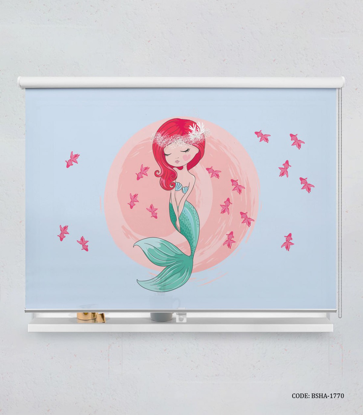 پرده شید اتاق کودک دخترانه طرح پری دریایی مدل Pink Mermaid