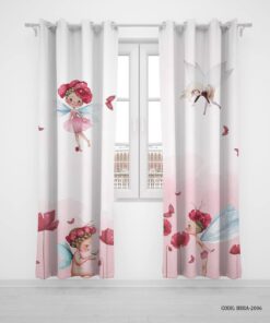 پرده پانچی دو تکه اتاق دخترانه طرح فرشته مدل My Little Angel