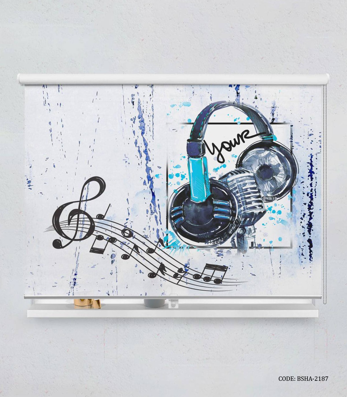 پرده شید اتاق نوجوان طرح موزیک و گیتار مدل Music