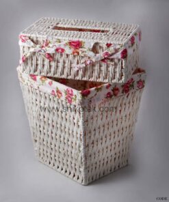 سرویس سطل و جادستمالی سفید طرح بافت تاروپود