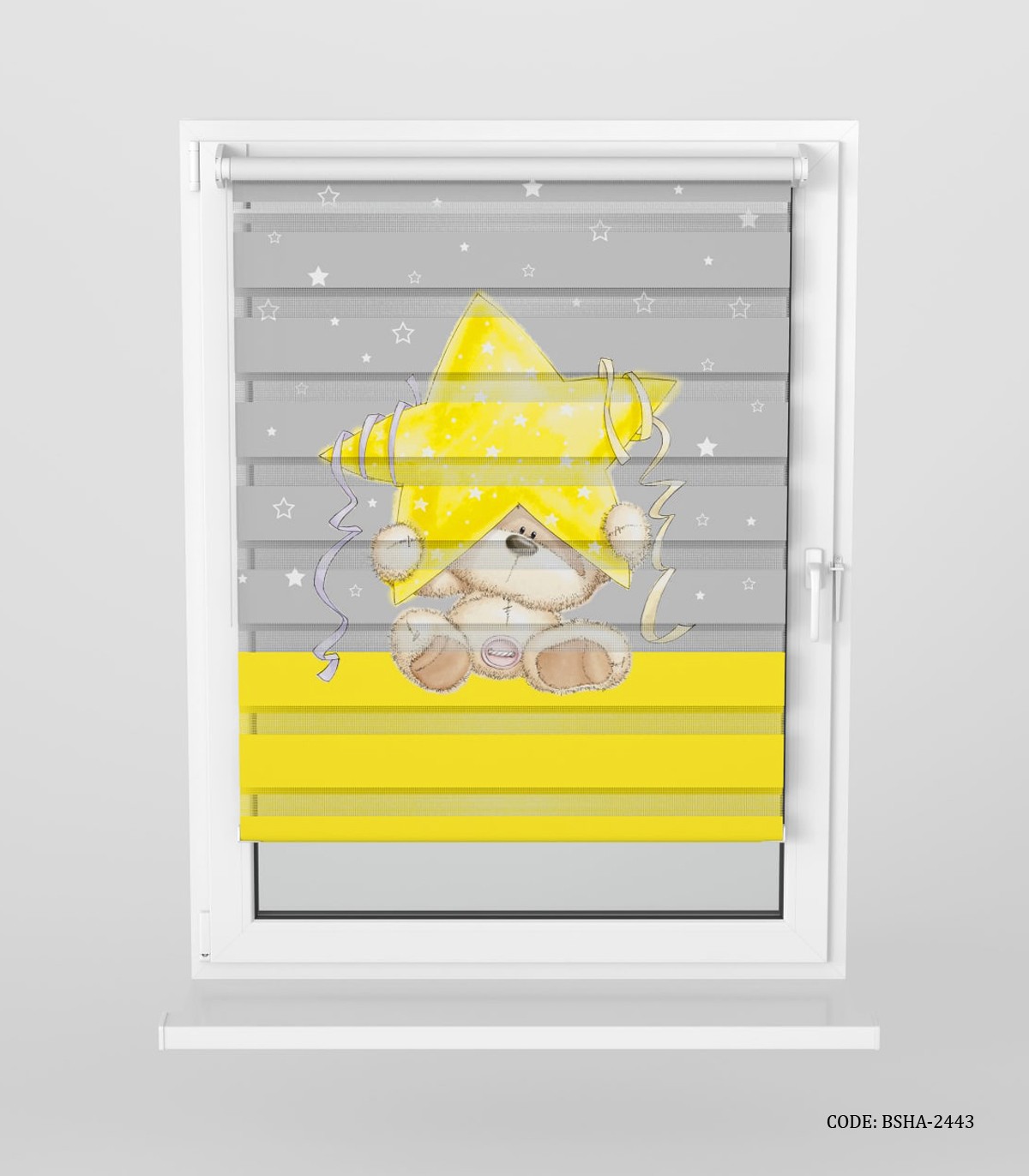 پرده زبرا اتاق کودک پسرانه طرح خرس مدلStar Bear