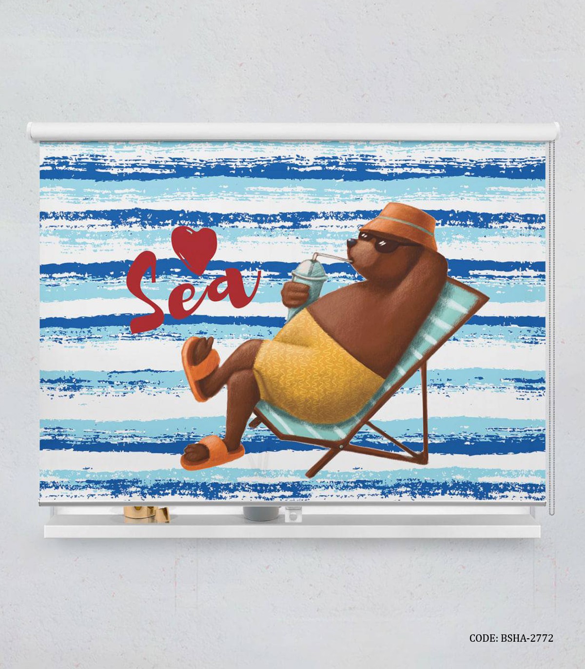 پرده شید اتاق کودک پسرانه طرح خرس مدل Sea