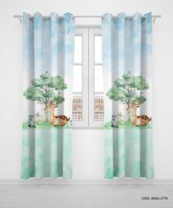 پرده پانچی دو تکه اتاق کودک دخترانه و پسرانه طرح آهو مدل Gazelle