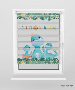 پرده زبرا اتاق کودک دخترانه طرح دایناسور مدل Blue Dino