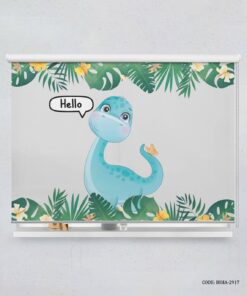 پرده شید اتاق کودک دخترانه طرح دایناسور مدل Blue Dino